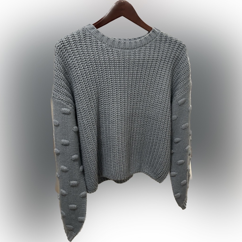 Light Blue Bubble Sleeve Sweater